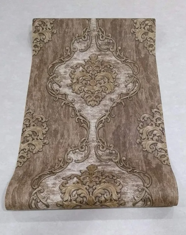 Brown_Damask_Design_Pvc_Walpaper_For_Living_Room_|_Latest_Stylish_3D_Wallpaper_For_Walls__53Cm(W)_X1000Cm(L)-57Sqft/Roll