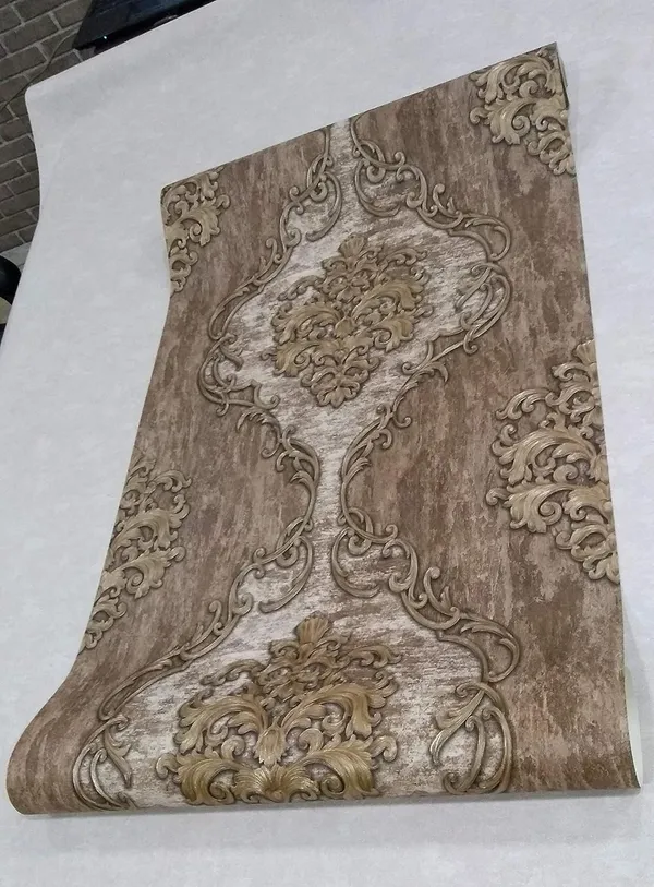Brown_Damask_Design_Pvc_Walpaper_For_Living_Room_|_Latest_Stylish_3D_Wallpaper_For_Walls__53Cm(W)_X1000Cm(L)-57Sqft/Roll