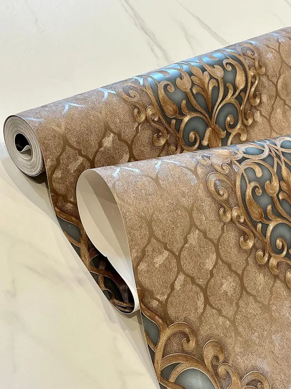 Brown_Latest_Stylish_Damask_Design_Big_Size_(57_Sqft/Roll)_Waterproof_Wallpaper_For_Living_Room,_Bedroom_Wall_(Adhesive_Free_With_Wallpaper_Roll)