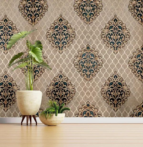 Brown_Latest_Stylish_Damask_Design_Big_Size_(57_Sqft/Roll)_Waterproof_Wallpaper_For_Living_Room,_Bedroom_Wall_(Adhesive_Free_With_Wallpaper_Roll)