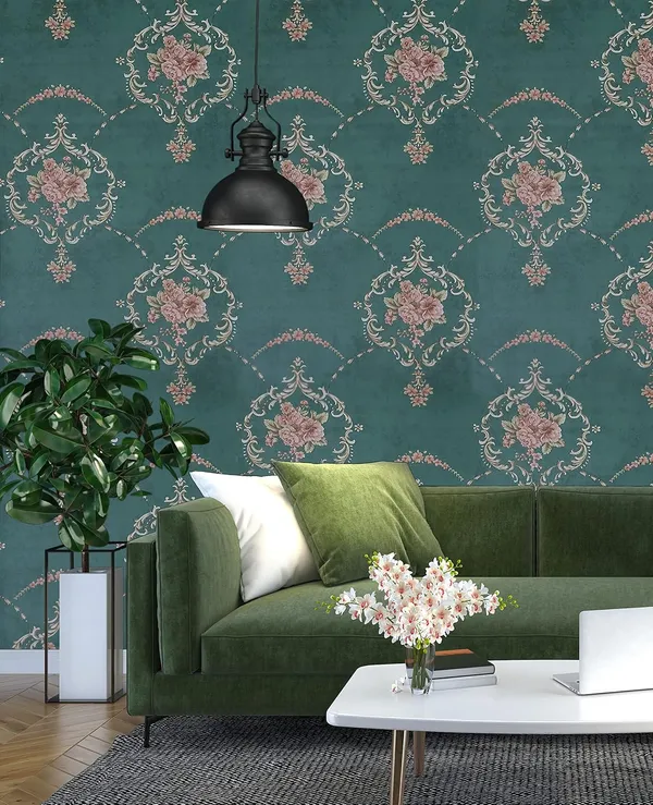 Green_Latest_3D_Stylish_Floral_Damask_Design_Peel_And_Stick,_Self_Adhesive_Wallpaper_Roll,_(28_Sqft/Roll)