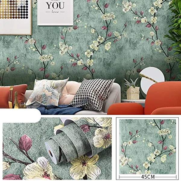 Green_Pvc_Wall_Stickers_For_Living_Room_|_3D_Green_Flower_Design_Self_Adhesive_Wallpaper_Latest_&_Stylist_3D_Wallpaper_For_Walls_|_45Cm(W)_X600Cm(L)-28Sqft/Roll