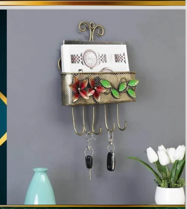 Metal_Build_|_Multicolor__Magazine_And_Key_Holder_Combo_Wall_Decor_|_Water_Resistant
