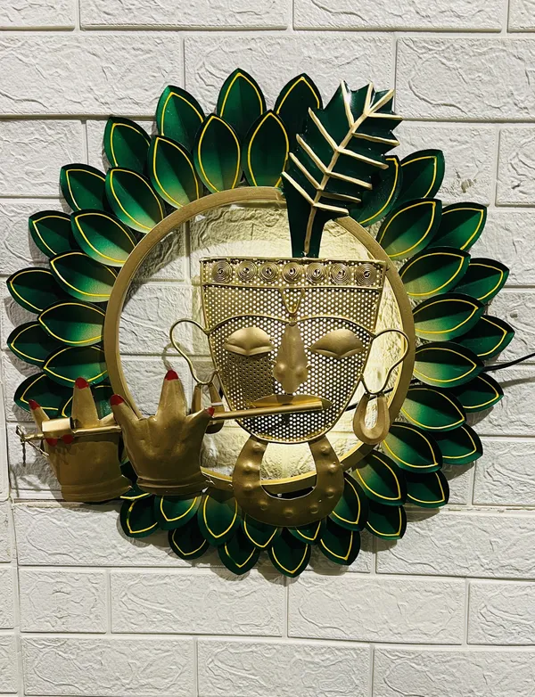 Metal_Build_|_Flower_Green_Krishna_Round_Frame_|_Water_Resistant