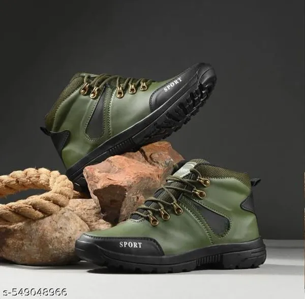 Green_Syntethic_Leather_Pvc_Sole_Boot_For_Men