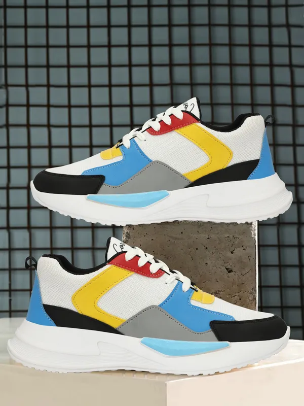 White_Mesh_Airmix_Round_Tip_Casual_Shoes_For_Men