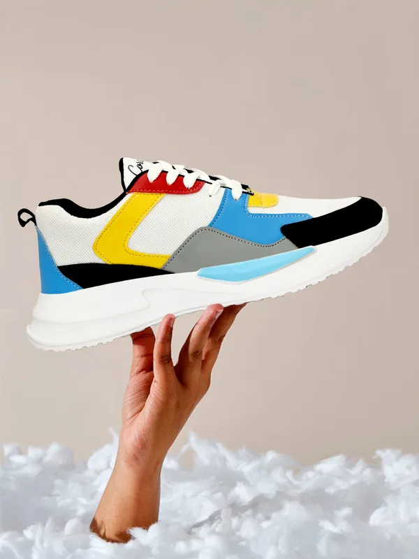 White_Mesh_Airmix_Round_Tip_Casual_Shoes_For_Men