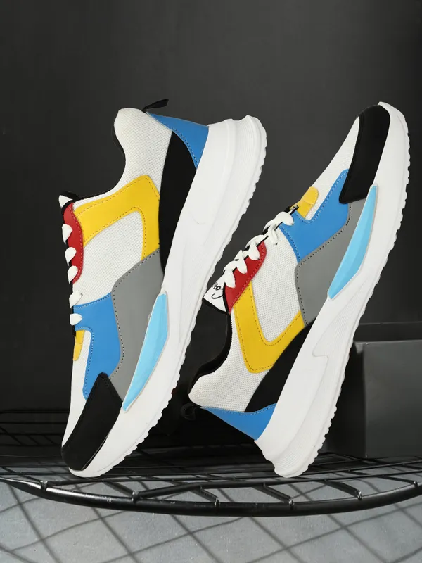 White_Mesh_Airmix_Round_Tip_Casual_Shoes_For_Men