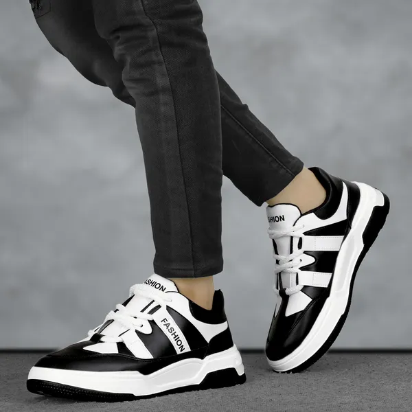 Black_Synthetic_Leather_Airmix_Round_Tip_Casual_Shoes_For_Men