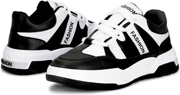 Black_Synthetic_Leather_Airmix_Round_Tip_Casual_Shoes_For_Men