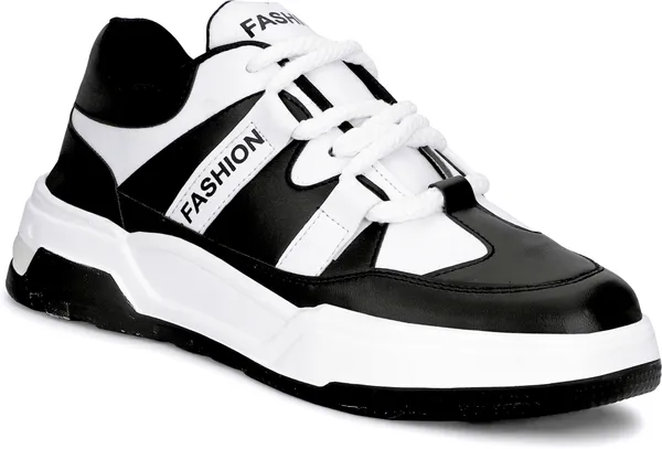 Black_Synthetic_Leather_Airmix_Round_Tip_Casual_Shoes_For_Men
