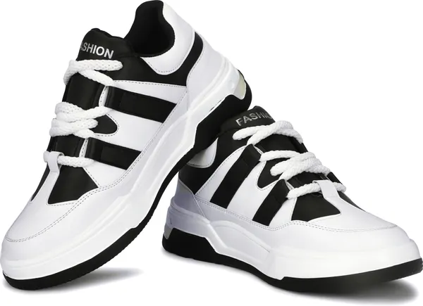 White_Synthetic_Leather_Airmix_Round_Tip_Casual_Shoes_For_Men
