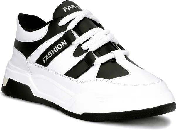 White_Synthetic_Leather_Airmix_Round_Tip_Casual_Shoes_For_Men