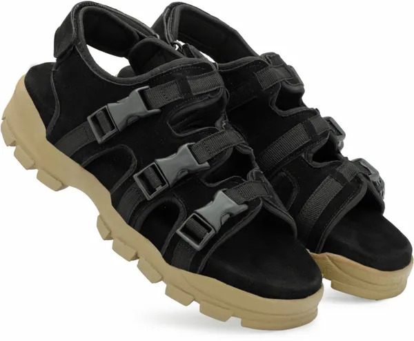 Black_Synthetic_Leather_Cotton_Foam_Casual_Sandal_For_Men