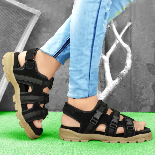 Black_Synthetic_Leather_Cotton_Foam_Casual_Sandal_For_Men