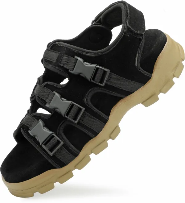 Black_Synthetic_Leather_Cotton_Foam_Casual_Sandal_For_Men