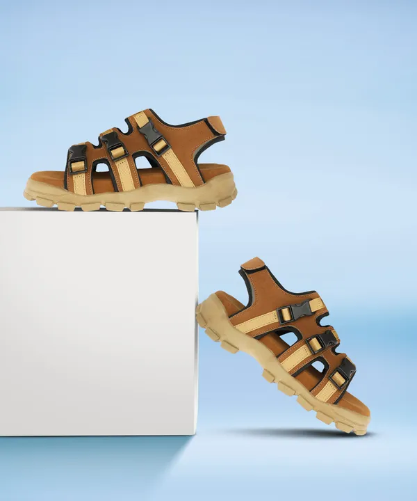 Beige_&_Brown_Synthetic_Leather_Cotton_Foam_Casual_Sandal_For_Men