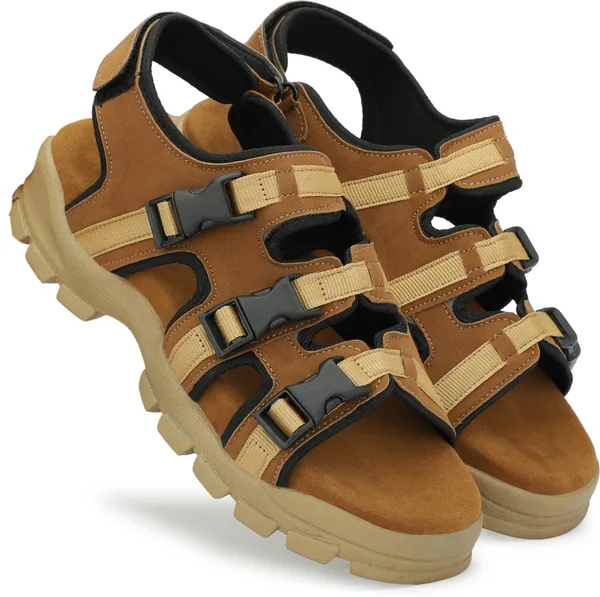 Beige_&_Brown_Synthetic_Leather_Cotton_Foam_Casual_Sandal_For_Men