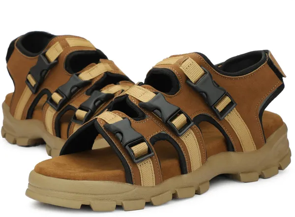 Beige_&_Brown_Synthetic_Leather_Cotton_Foam_Casual_Sandal_For_Men