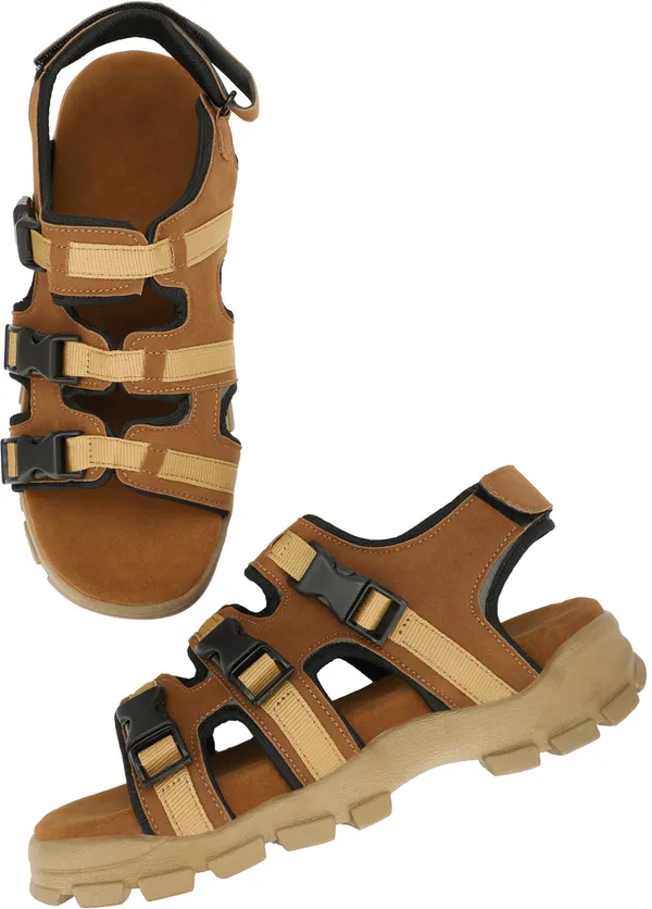 Beige_&_Brown_Synthetic_Leather_Cotton_Foam_Casual_Sandal_For_Men