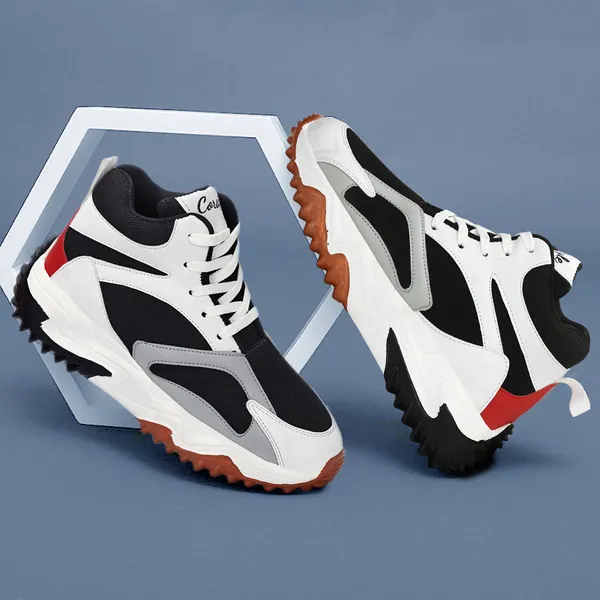 White_Rubber_Airmix_Round_Tip_Casual_Shoes_For_Men