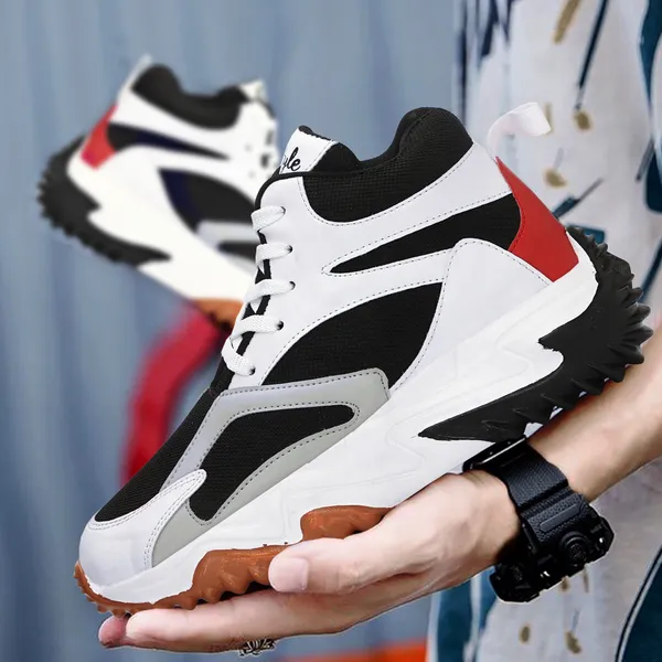 White_Rubber_Airmix_Round_Tip_Casual_Shoes_For_Men