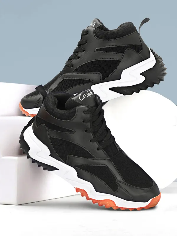 Black_Rubber_Airmix_Round_Tip_Casual_Shoes_For_Men