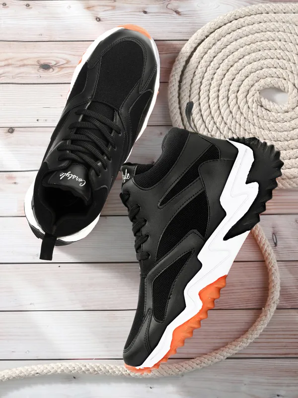 Black_Rubber_Airmix_Round_Tip_Casual_Shoes_For_Men
