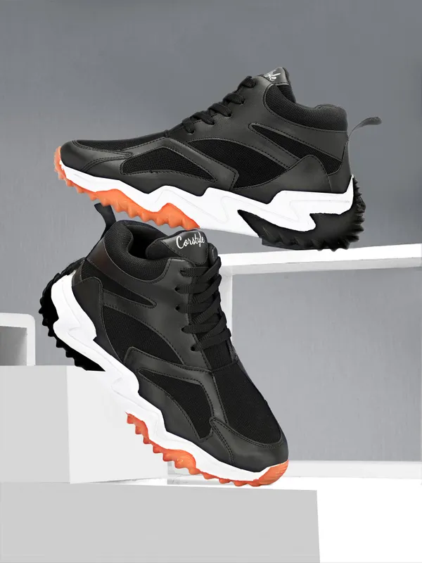 Black_Rubber_Airmix_Round_Tip_Casual_Shoes_For_Men