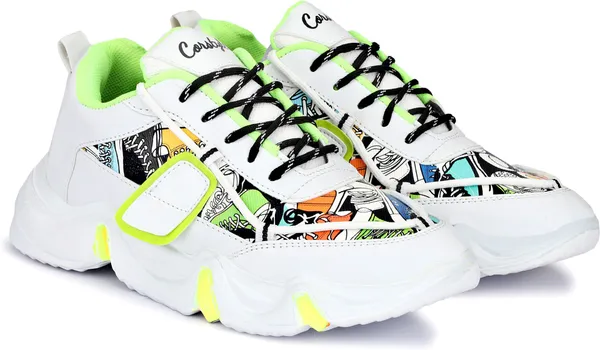Green_Synthetic_Leather_Airmix_Round_Tip_Sports_Shoes_For_Men