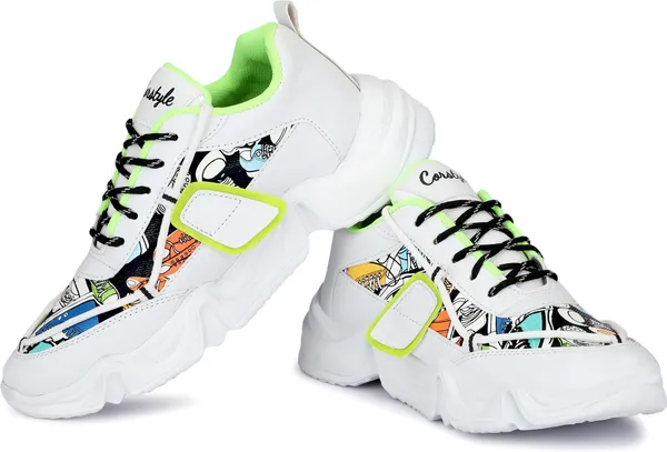 Green_Synthetic_Leather_Airmix_Round_Tip_Sports_Shoes_For_Men