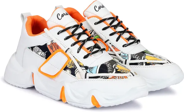 Orange_Synthetic_Leather_Airmix_Round_Tip_Sports_Shoes_For_Men