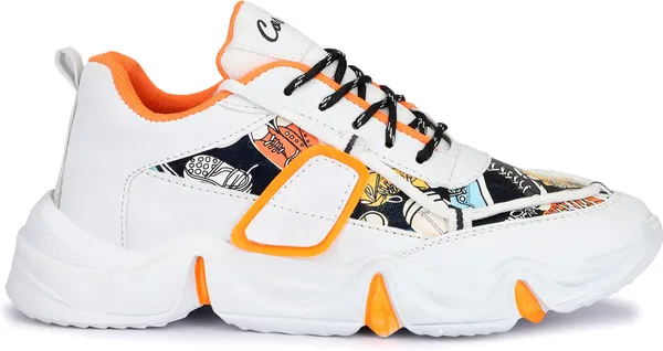Orange_Synthetic_Leather_Airmix_Round_Tip_Sports_Shoes_For_Men