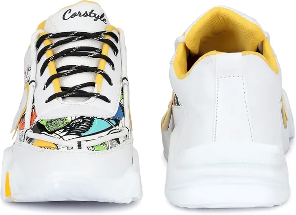 Yellow_Synthetic_Leather_Airmix_Round_Tip_Sports_Shoes_For_Men