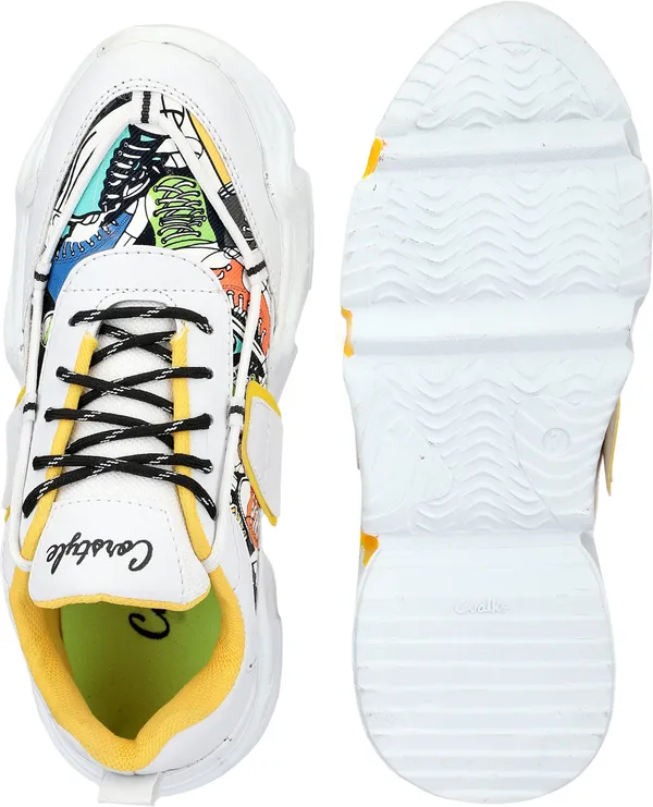 Yellow_Synthetic_Leather_Airmix_Round_Tip_Sports_Shoes_For_Men
