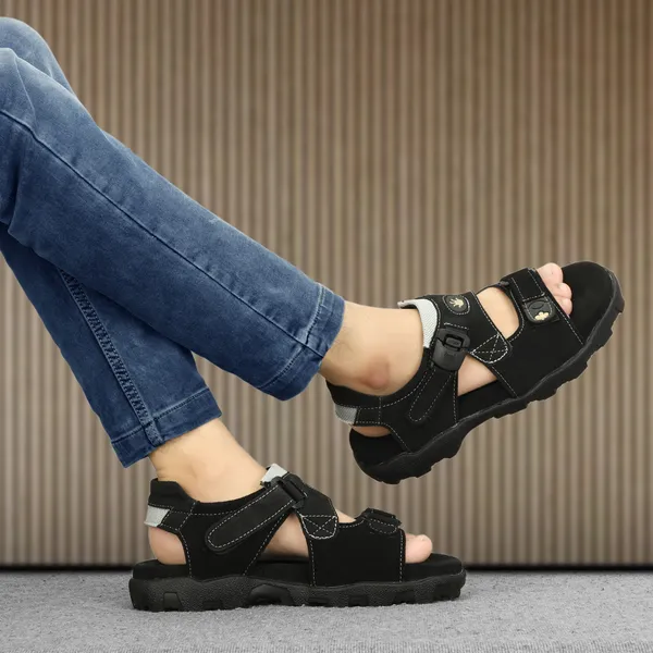 Black_Leather_Cotton_Sports_Sandal_For_Men