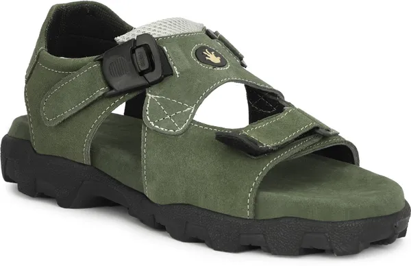 Green_Leather_Cotton_Sports_Sandal_For_Men