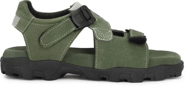 Green_Leather_Cotton_Sports_Sandal_For_Men