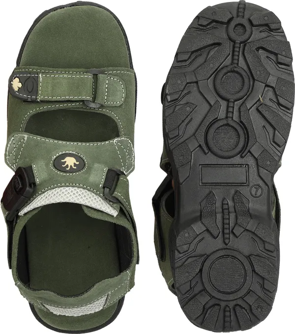 Green_Leather_Cotton_Sports_Sandal_For_Men