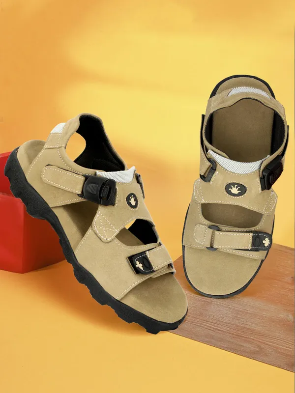 Beige_Leather_Cotton_Sports_Sandal_For_Men
