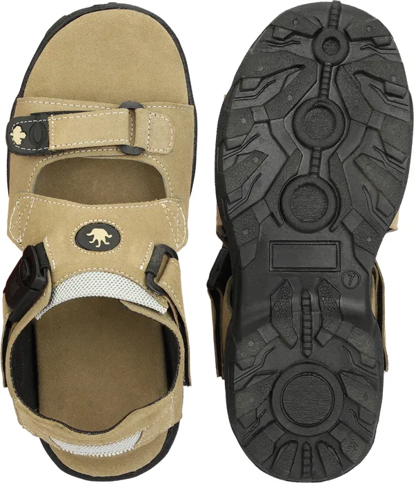 Beige_Leather_Cotton_Sports_Sandal_For_Men