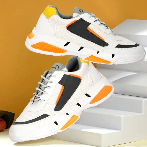 White_Mesh_Airmix_Round_Tip_Sports_Shoes_For_Men