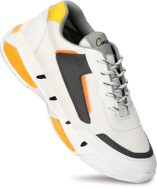 White_Mesh_Airmix_Round_Tip_Sports_Shoes_For_Men
