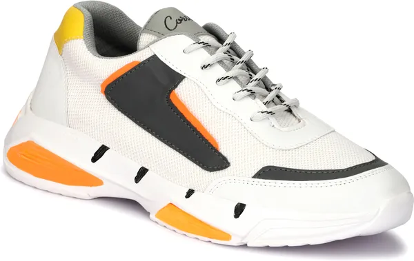 White_Mesh_Airmix_Round_Tip_Sports_Shoes_For_Men