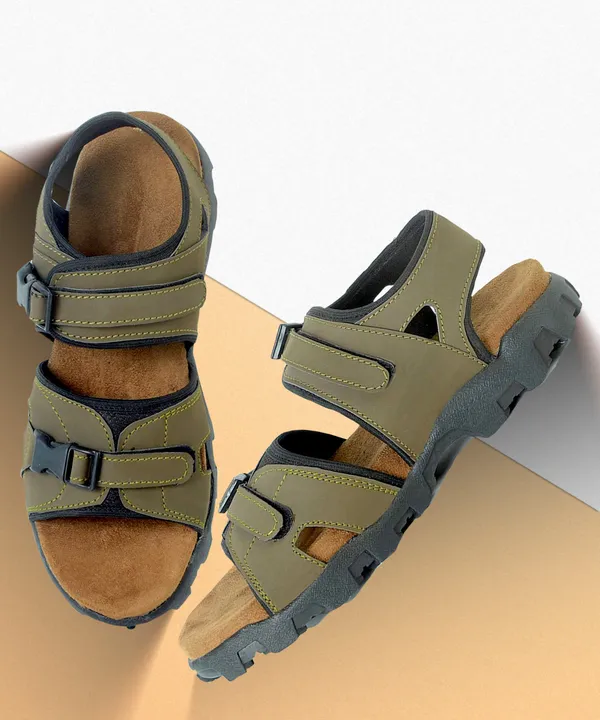 Green_&_Grey_Synthetic_Leather__Cotton_Foam_Casual_Sandal_For_Men