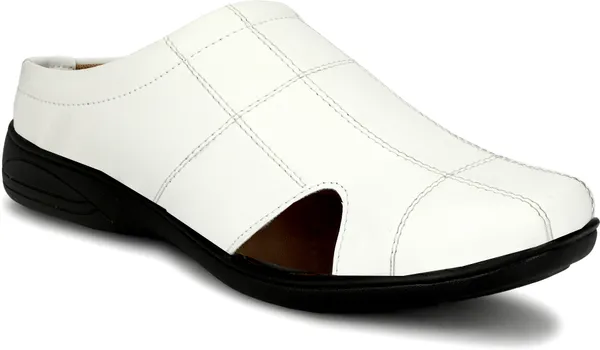 White_Synthetic_Leather_Cotton_Cushion_Casual_Sandal_For_Men