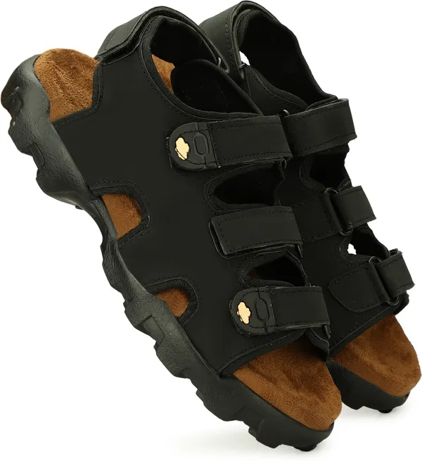 Black_Synthetic_Leather_Cotton_Foam_Casual_Sandal_For_Men