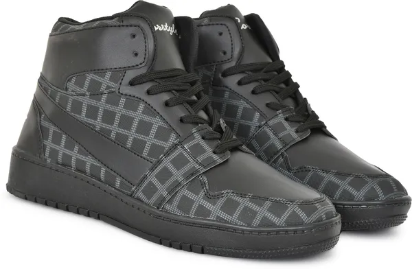 Black_Synthetic_Leather_Airmix_Round_Tip_Casual_Shoes_For_Men
