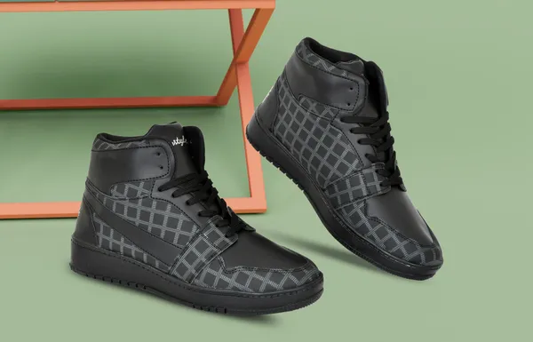Black_Synthetic_Leather_Airmix_Round_Tip_Casual_Shoes_For_Men