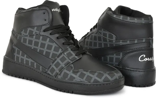 Black_Synthetic_Leather_Airmix_Round_Tip_Casual_Shoes_For_Men